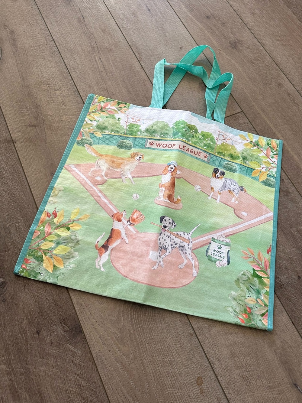 Homegoods TJMaxx Marshalls Viral Dogs Playing Baseball Reusable Tote Bag NWOT